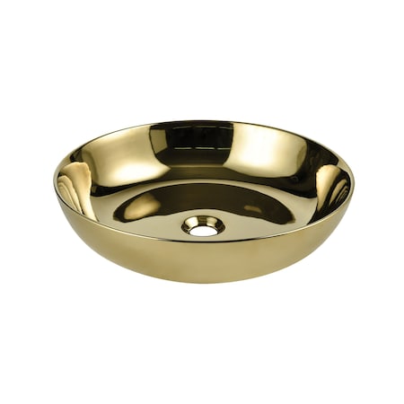 Vitreous China Round Vessel Sink, Polished Gold 187 Inch